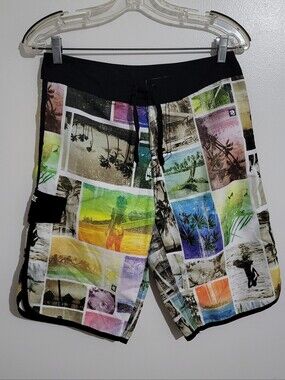 Island Haze Y2K Collage Photo Print Board Shorts Size S